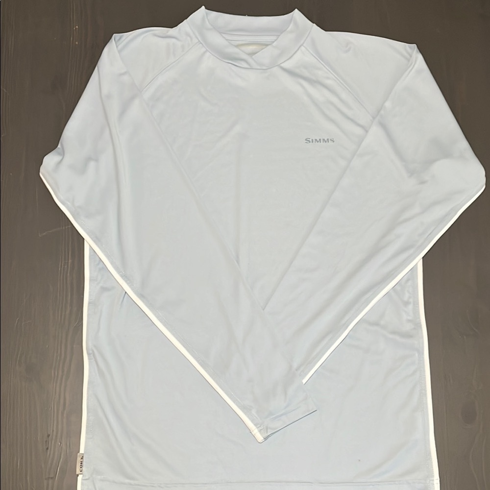 Simms Blue Rash Guard Swim Shirt UV Protection